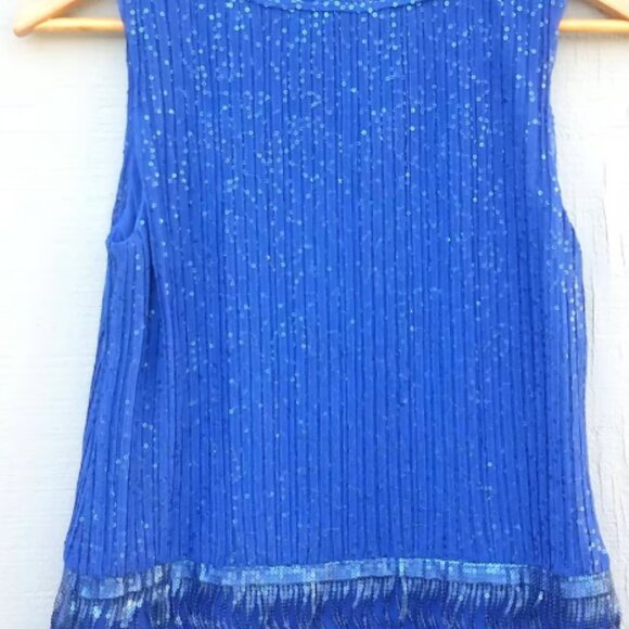 Max Studio  Sequin Tank Top Blouse Blue - Picture 2 of 2